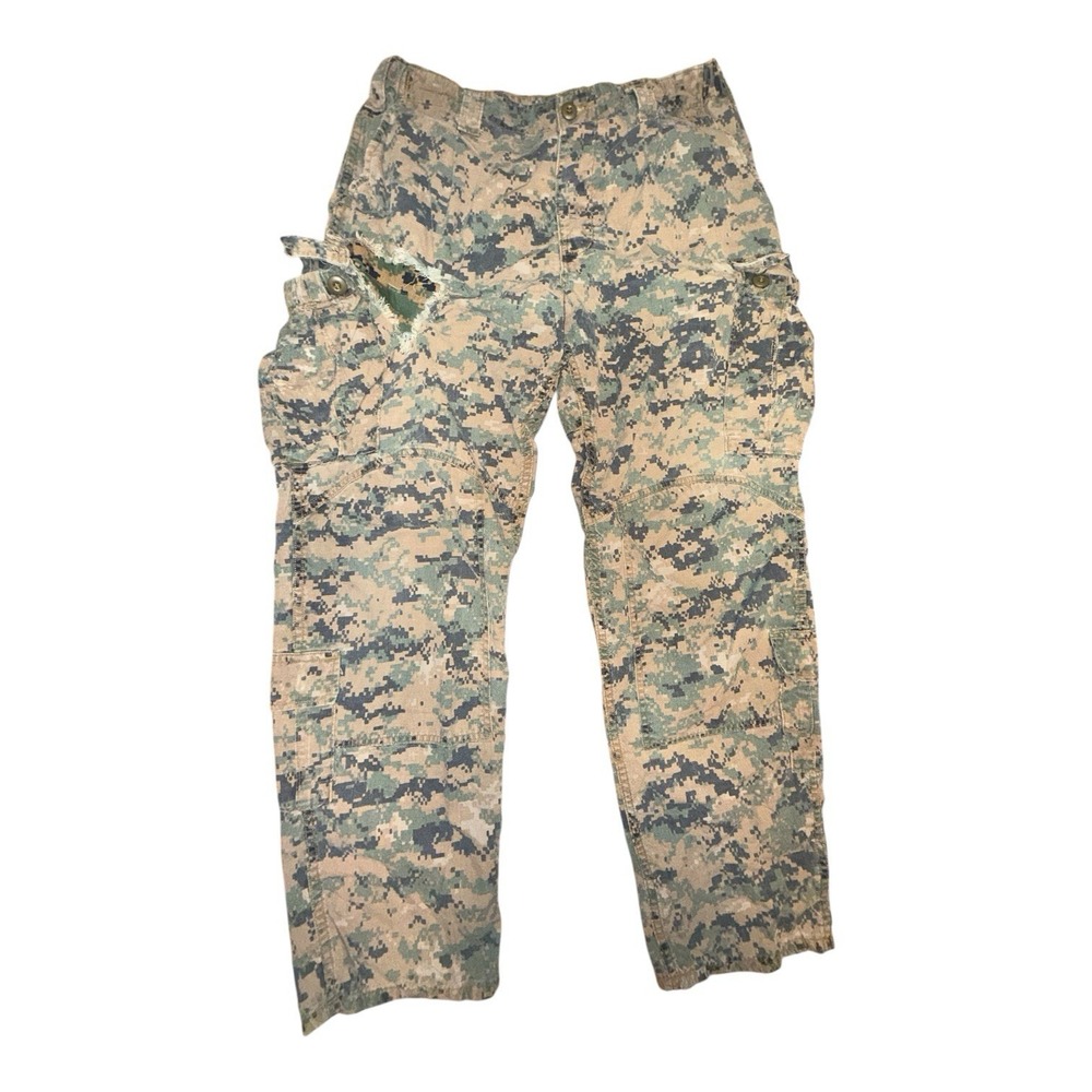USMC Marine Corp Military Marpat Woodland FROG Trousers Repaired Large Long FR